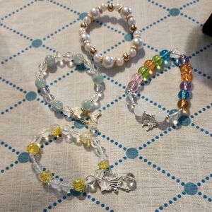 Children's Multicolor Beaded Charm Bracelet Set